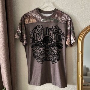 Affliction Men's Camo American Custom Real Tree Shirt Size Large